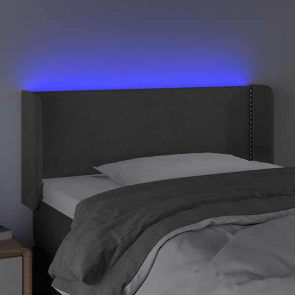vidaXL T&ecirc;te de lit &agrave; LED Gris fonc&eacute; 103x16x78/88 cm Velours