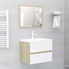 vidaXL Armoire d'&eacute;vier et lavabo int&eacute;gr&eacute; Blanc/ch&ecirc;ne sonoma Agglom&eacute;r&eacute;