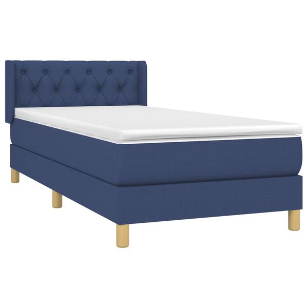 vidaXL Sommier &agrave; lattes de lit avec matelas Bleu 80x200 cm Tissu