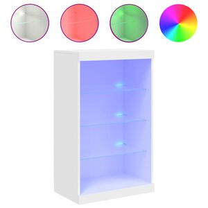 vidaXL Buffet avec lumi&egrave;res LED blanc 60,5x37x100 cm