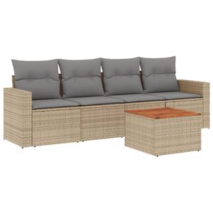 vidaXL Salon de jardin avec coussins 5 pcs beige r&eacute;sine tress&eacute;e