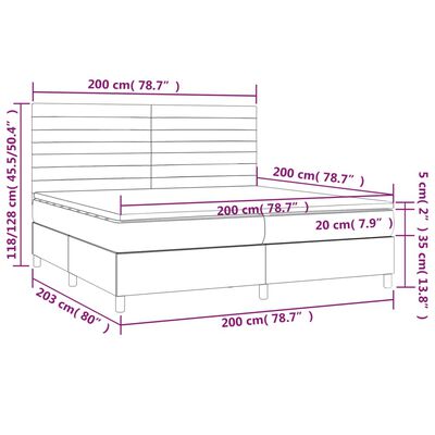 vidaXL Sommier à lattes de lit avec matelas Gris clair 200x200cm Tissu