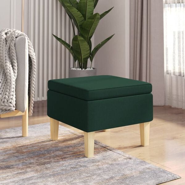 vidaXL Tabouret avec pieds en bois Vert fonc&eacute; Tissu