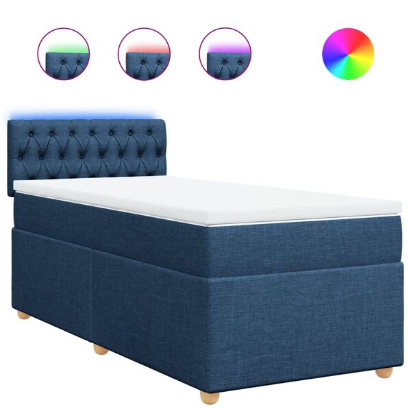 vidaXL Sommier &agrave; lattes de lit avec matelas Bleu 90x190 cm Tissu