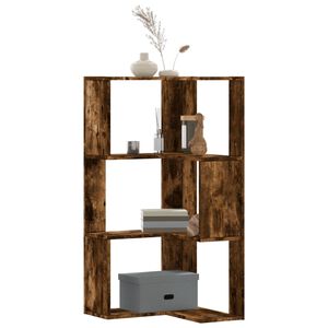 vidaXL Biblioth&egrave;que d'angle &agrave; 3 niveaux ch&ecirc;ne fum&eacute; bois d'ing&eacute;nierie