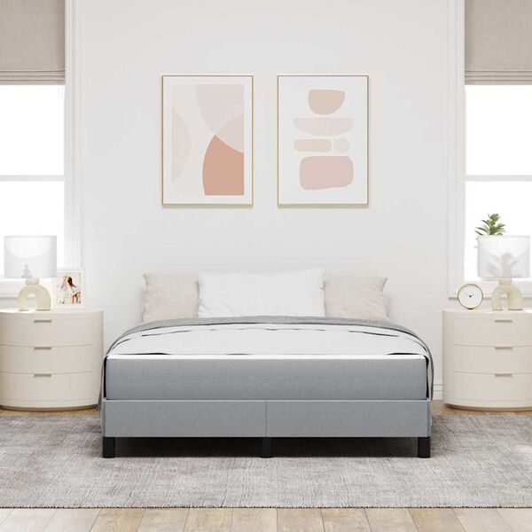 vidaXL Lit &agrave; ressorts avec matelas Gris clair 140 x 190 cm tissu