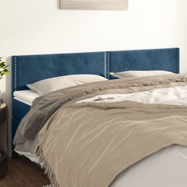 vidaXL T&ecirc;tes de lit 2 pcs Bleu fonc&eacute; 80x5x78/88 cm Velours