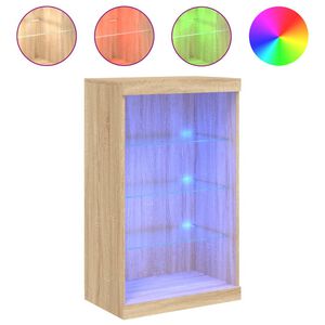 vidaXL Buffet avec lumi&egrave;res LED ch&ecirc;ne sonoma 60,5x37x100 cm
