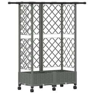 vidaXL Lit &Eacute;lev&eacute; avec Treillis et Toit Gris clair 124 x 40 x 127 cm PP