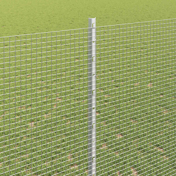 vidaXL Cl&ocirc;ture avec poteau Argent&eacute; 1,4 x 25 m Acier