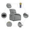 vidaXL Fauteuil de massage inclinable &eacute;lectrique gris clair tissu