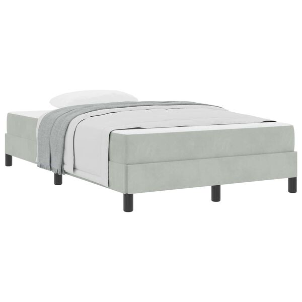 vidaXL Lit &agrave; ressorts avec matelas Gris clair 120 x 190 cm tissu