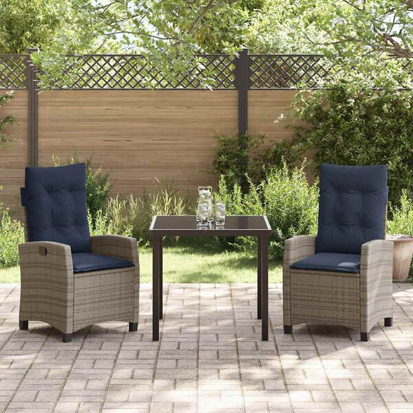 vidaXL Ensemble de salle &agrave; manger pour jardin 3 pcs Gris polyrotin