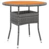 vidaXL Table de jardin &Oslash;80x75 cm R&eacute;sine tress&eacute;e et bois d'acacia Gris
