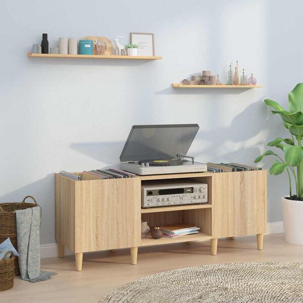 vidaXL Meuble &agrave; disques Ch&ecirc;ne Sonoma 121x38x48 cm Bois d'ing&eacute;nierie