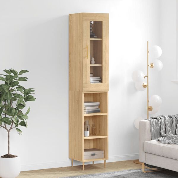 vidaXL Buffet haut Ch&ecirc;ne sonoma 34,5x34x180 cm Bois d'ing&eacute;nierie