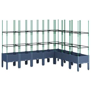 vidaXL Jardini&egrave;re avec treillis bleu gris 200x160x142,5 cm PP