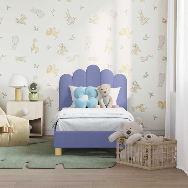 vidaXL Cadre de lit pour tout-petit avec t&ecirc;te de lit Bleu denim tissu