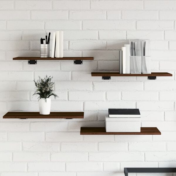 vidaXL &Eacute;tag&egrave;res murales 4 pcs ch&ecirc;ne marron 60x30x1,5cm bois ing&eacute;nierie