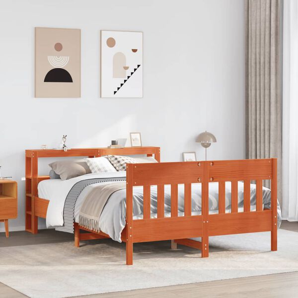 vidaXL Cadre de lit sans matelas cire marron 140x190cm bois pin massif
