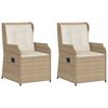 vidaXL Chaises inclinables de jardin lot de 2 et coussins beige rotin