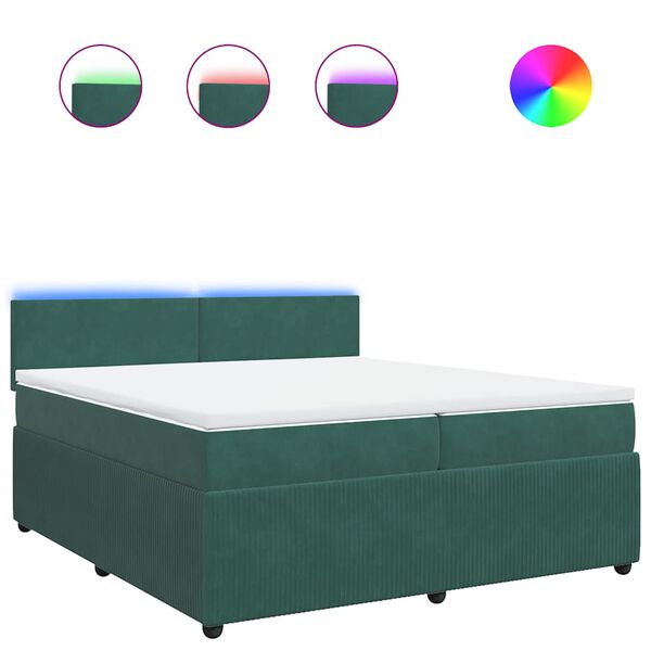 vidaXL Sommier &agrave; lattes de lit et matelas Vert fonc&eacute; 200x200cm Velours