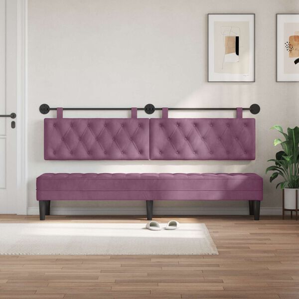 vidaXL T&ecirc;te de lit suspendue Pourpre 210 x 55 x 7 cm Velours