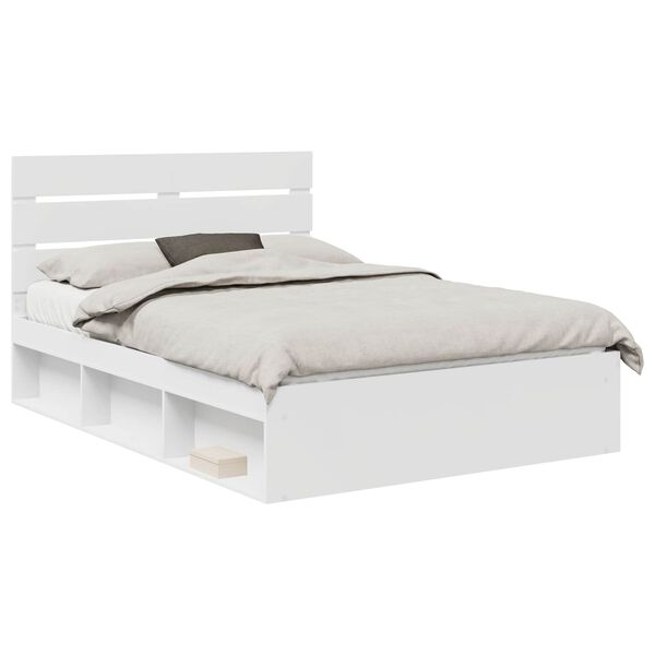 vidaXL Cadre de lit avec t&ecirc;te de lit Blanc 160 x 200 cm Pin massif