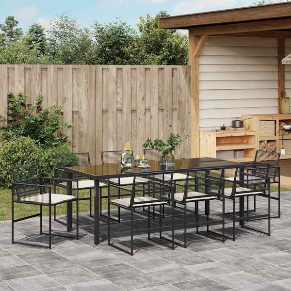 vidaXL Ensemble de salle à manger pour jardin 9 pcs Noir