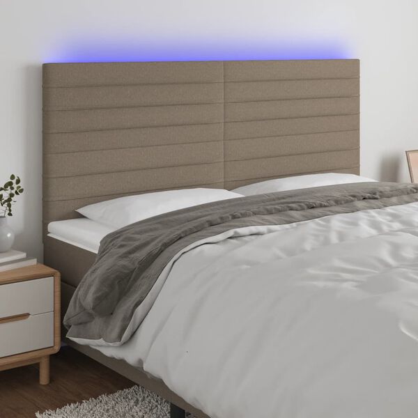 vidaXL T&ecirc;te de lit &agrave; LED Taupe 180x5x118/128 cm Tissu