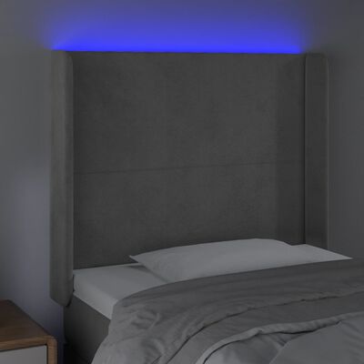 vidaXL Tête de lit à LED Gris clair 93x16x118/128 cm Velours