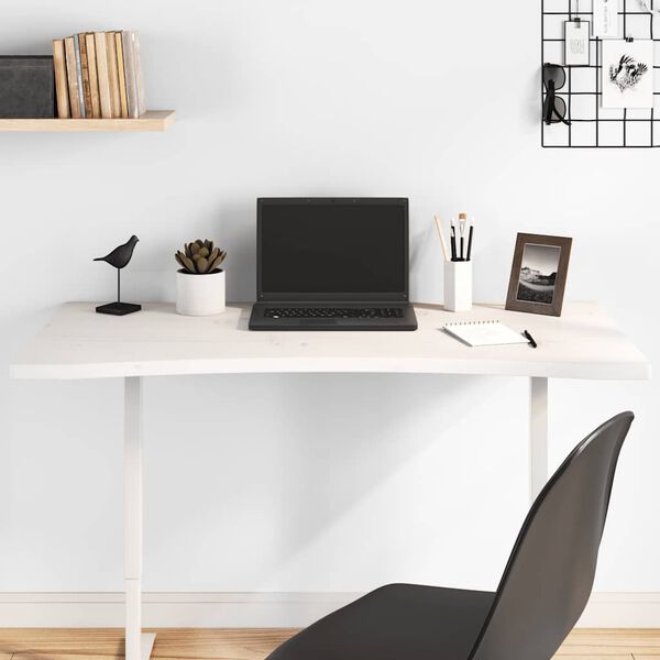 vidaXL Dessus de bureau blanc 100x60x2,5 cm bois massif de pin