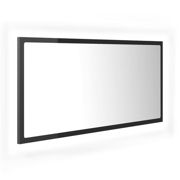 vidaXL Miroir LED de salle de bain Gris brillant 90x8,5x37cm Acrylique