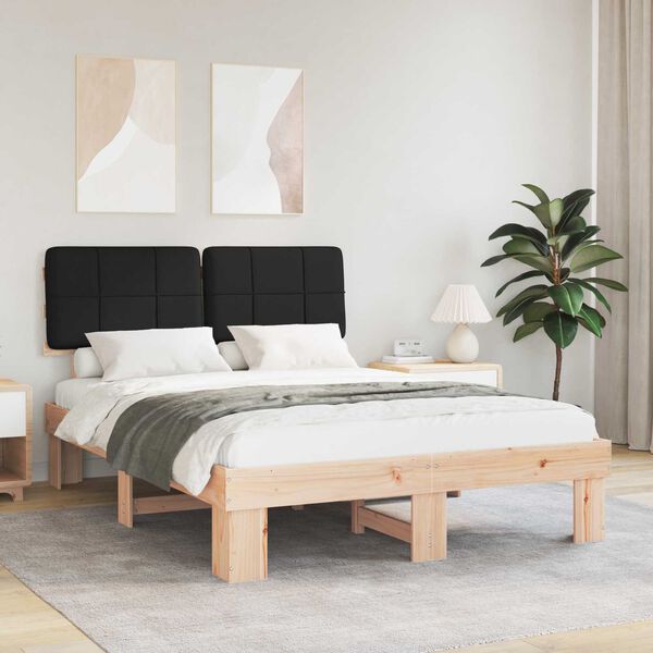 vidaXL Cadre de lit avec t&ecirc;te de lit rembourr&eacute;e Noir 140 x 200 cm