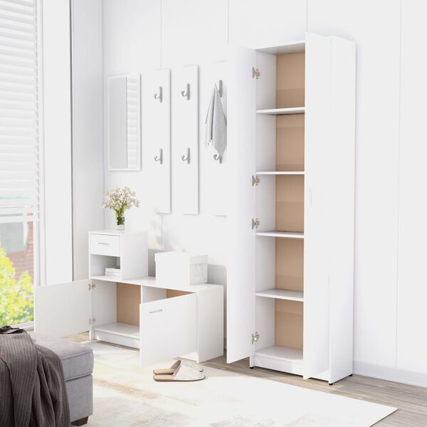 vidaXL Ensemble de meubles de couloir Blanc Agglom&eacute;r&eacute;