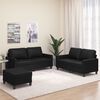 vidaXL Ensemble de canap&eacute;s 3 pcs avec coussins Noir Similicuir
