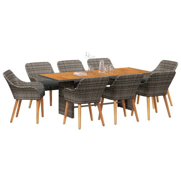 vidaXL Ensemble de salle &agrave; manger pour jardin 9 pcs Gris polyrotin
