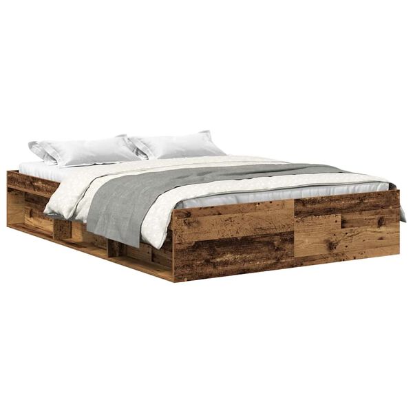 vidaXL Cadre de lit sans matelas vieux bois 140x190 cm bois ing&eacute;nierie