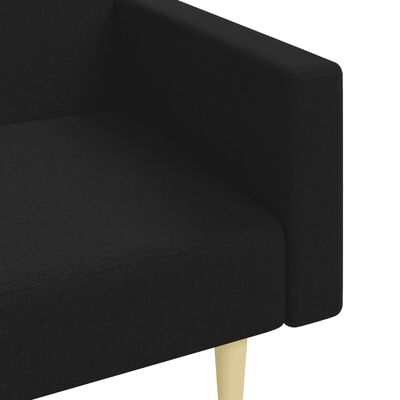 vidaXL Canapé-lit à 2 places avec repose-pied noir tissu
