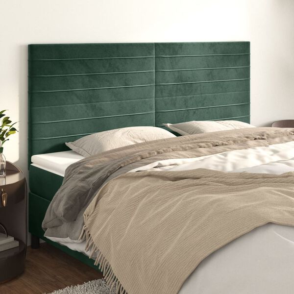 vidaXL T&ecirc;te de lit Vert fonc&eacute; 200x5x118/128 cm Velours