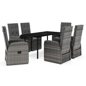 vidaXL Ensemble &agrave; manger de jardin avec coussins 7 pcs Gris