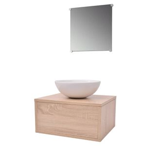 vidaXL Meubles de salle de bains trois pi&egrave;ces Beige