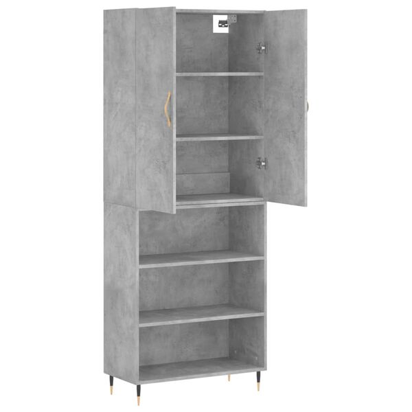 vidaXL Buffet haut Gris b&eacute;ton 69,5x34x180 cm Bois d'ing&eacute;nierie