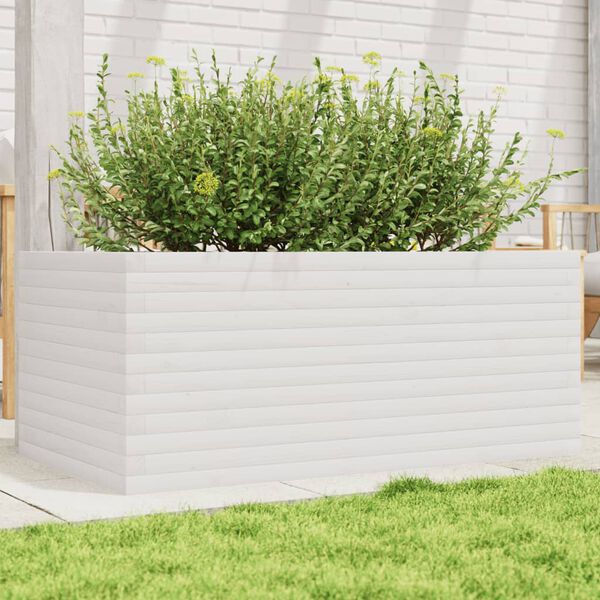 vidaXL Jardini&egrave;re blanc 110x60x45,5 cm bois de pin massif