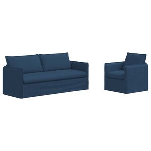 vidaXL Ensemble de Canap&eacute;s 2 pc Bleu Tissu