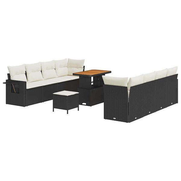vidaXL Ensemble de canap&eacute; de jardin 11 pcs Noir et Cr&egrave;me polyrotin