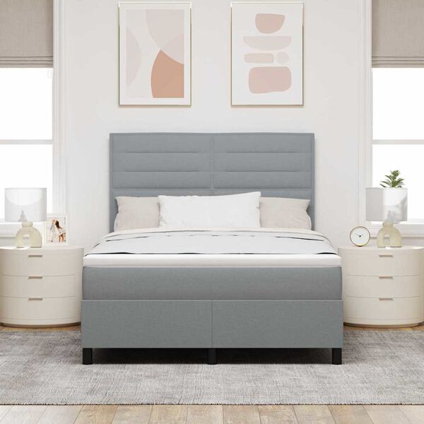 vidaXL Lit &agrave; ressorts avec matelas Gris clair 140 x 190 cm tissu