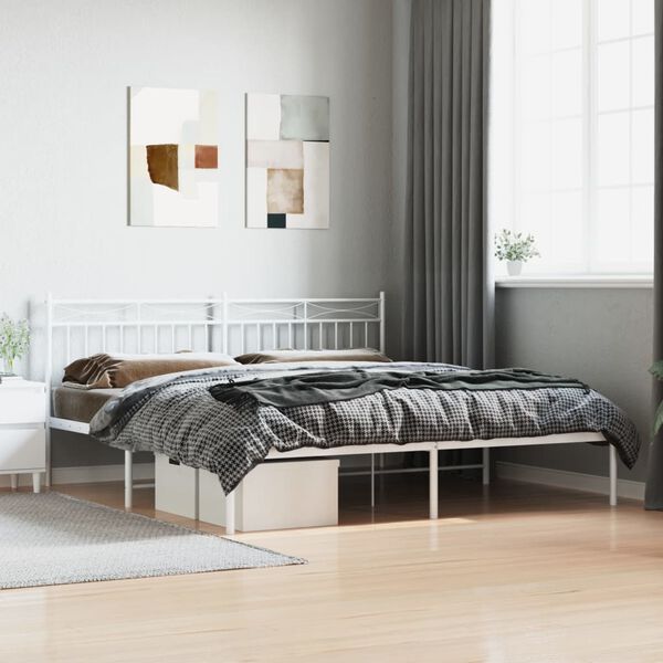 vidaXL Cadre de lit m&eacute;tal sans matelas et t&ecirc;te de lit blanc 180x200 cm