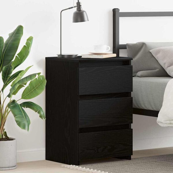 vidaXL Cabinet de chevet avec tiroir Ch&ecirc;ne noir 40 x 35 x 62,5 cm