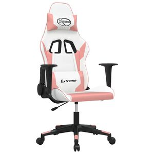 vidaXL Chaise de jeu de massage Blanc et rose Similicuir